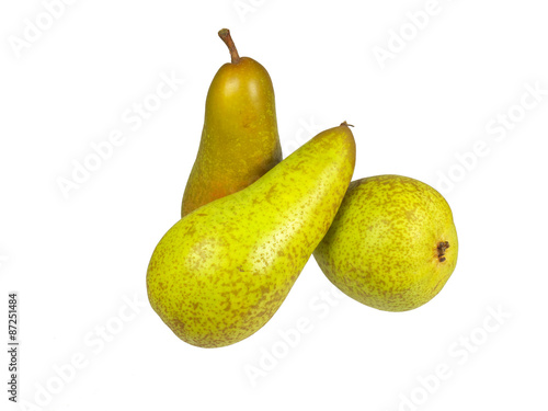 Three conference pears isolated on white background