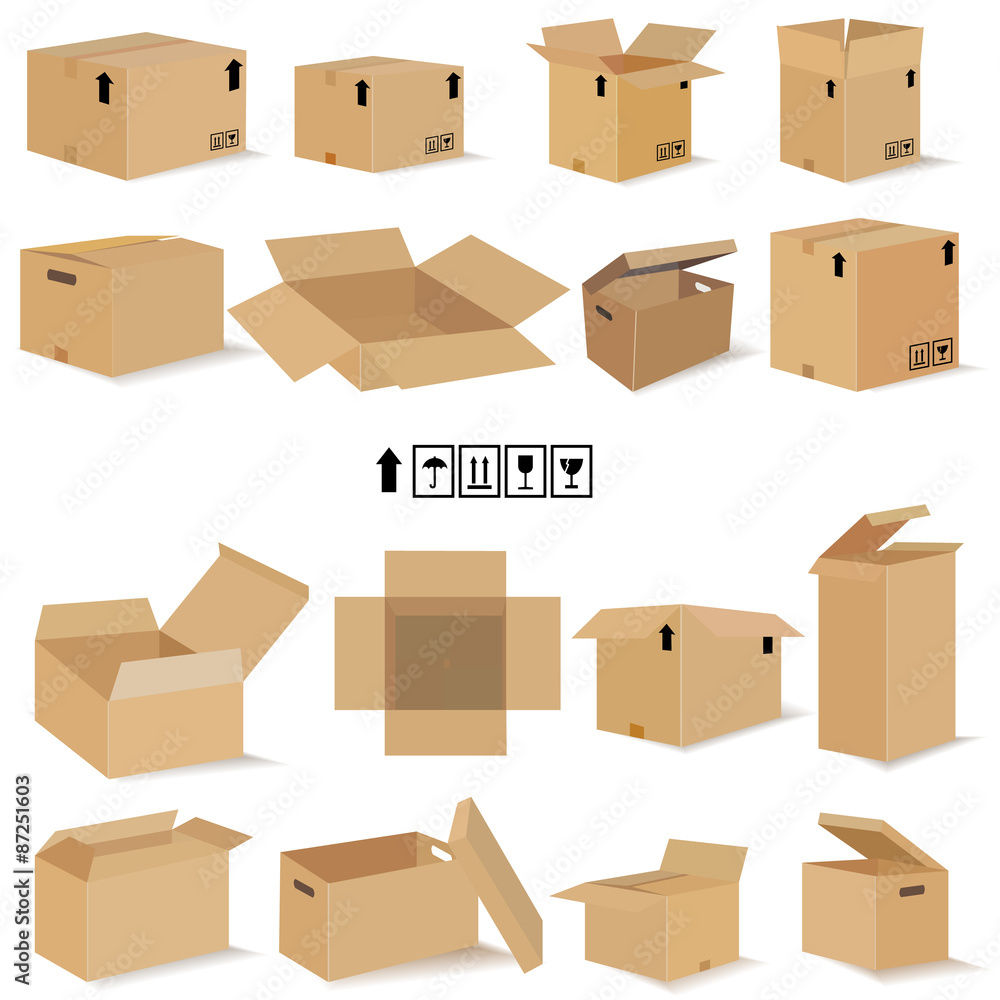 Fototapeta premium boxes in vector.Set for design in vector