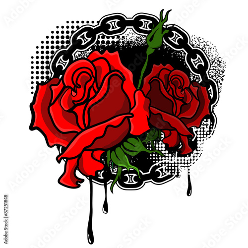 roses with grunge background.Design element in vector