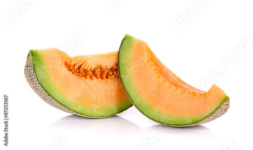 Slices Melon fruit isolated on the white background