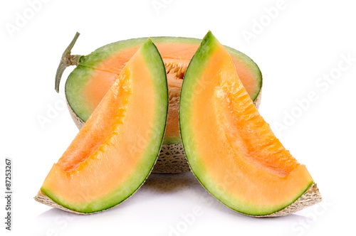 Melon fruit isolated on the white background