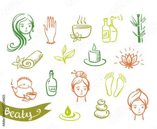 Vector Salon Spa Icon Set Isolated.