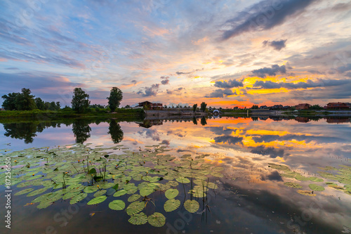 Colourful sunset on the river