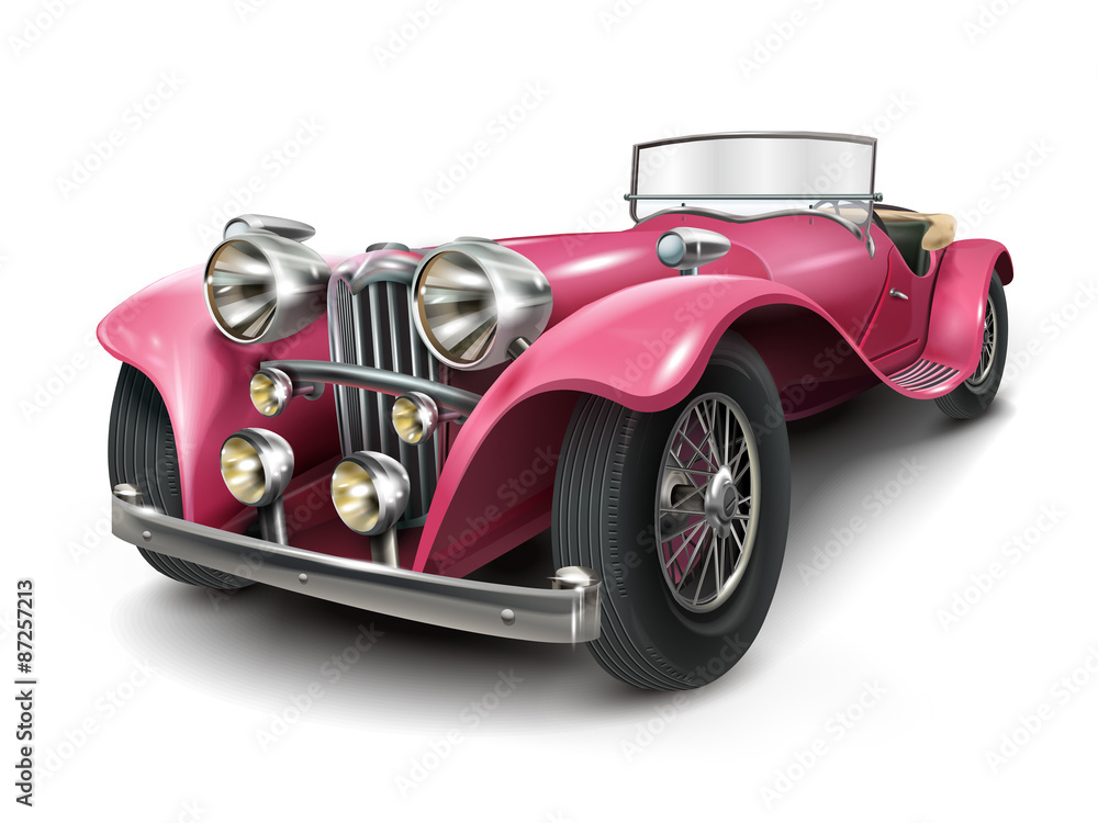 attractive classic pink car