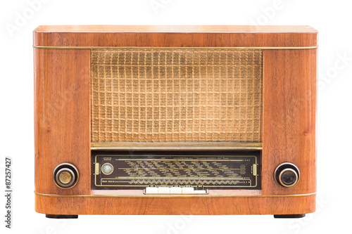 Vintage radio on the white