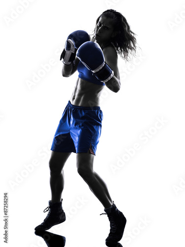 woman boxer boxing kickboxing silhouette isolated © snaptitude
