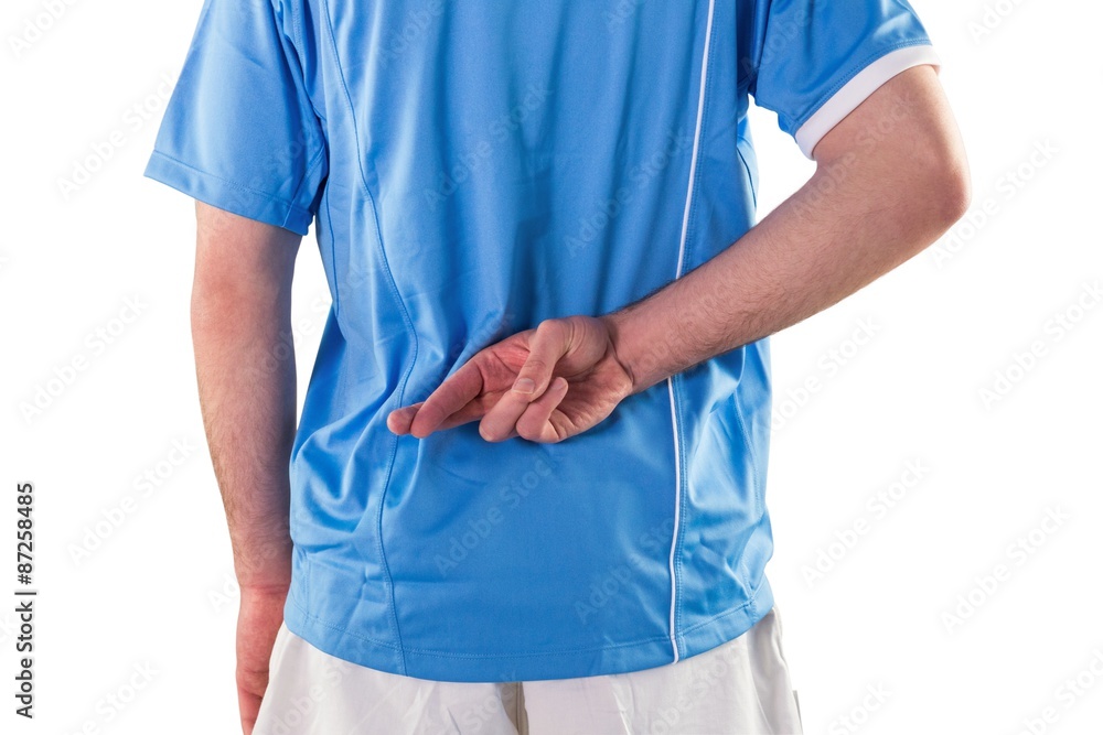 Rugby player gesturing fingers crossed Rugby player gesturing fingers crossed