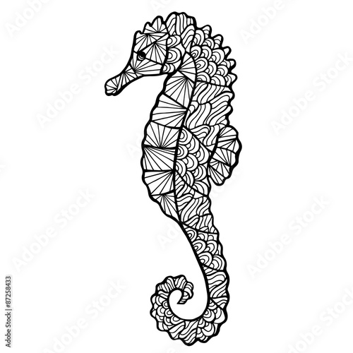 Stylized vector  sea horse, zentangle