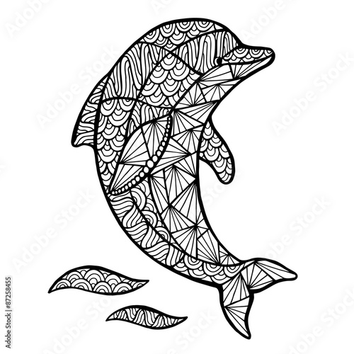 Stylized vector Dolphin, zentangle