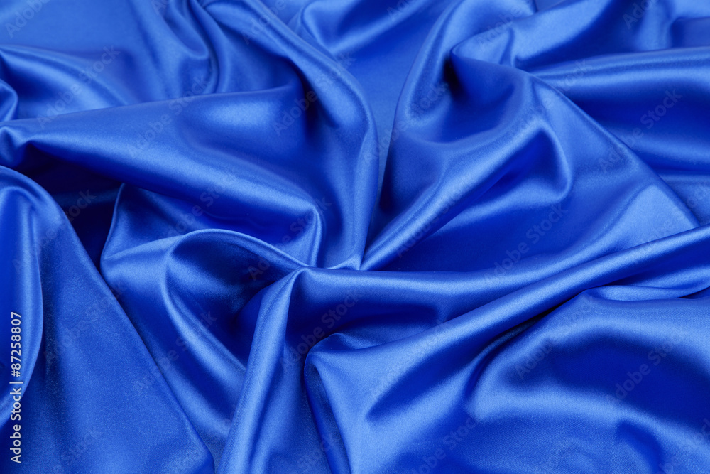 Obraz premium Close up of blue silk cloth.
