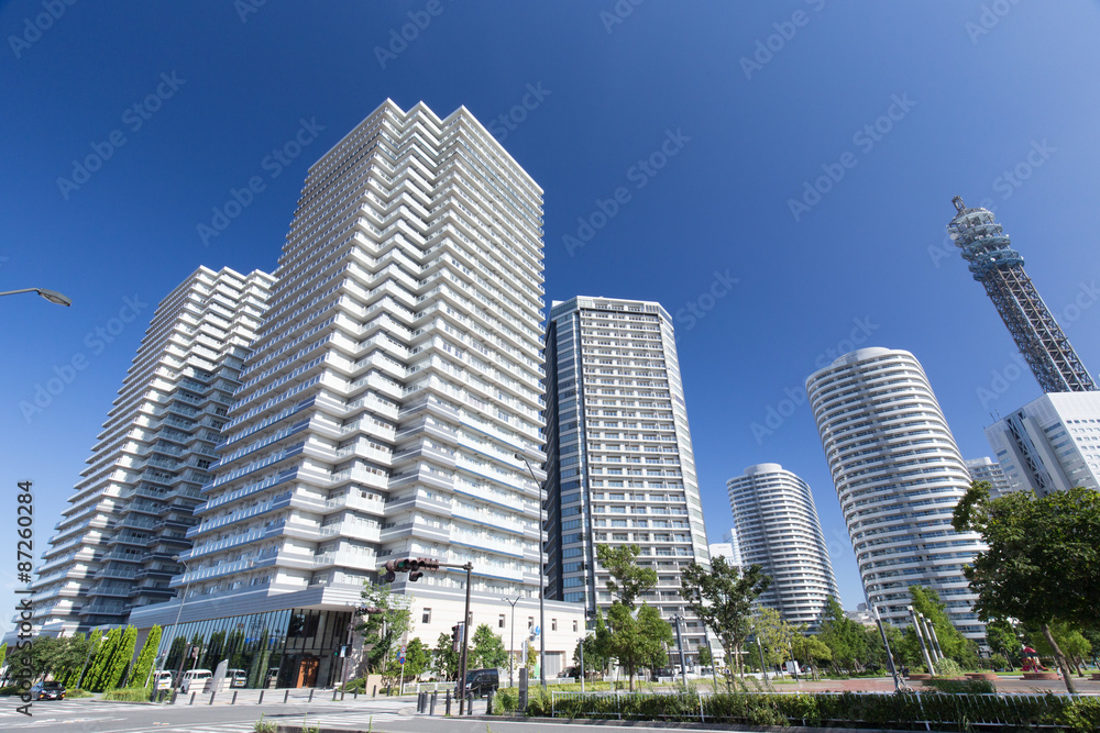 横浜みなとみらいの高層ビルとマンション 横浜みなとみらいの高層ビルとマンション