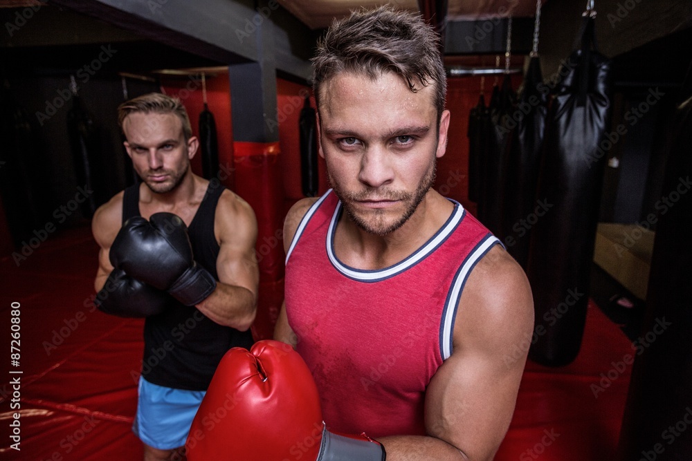 Boxing men looking at the camera