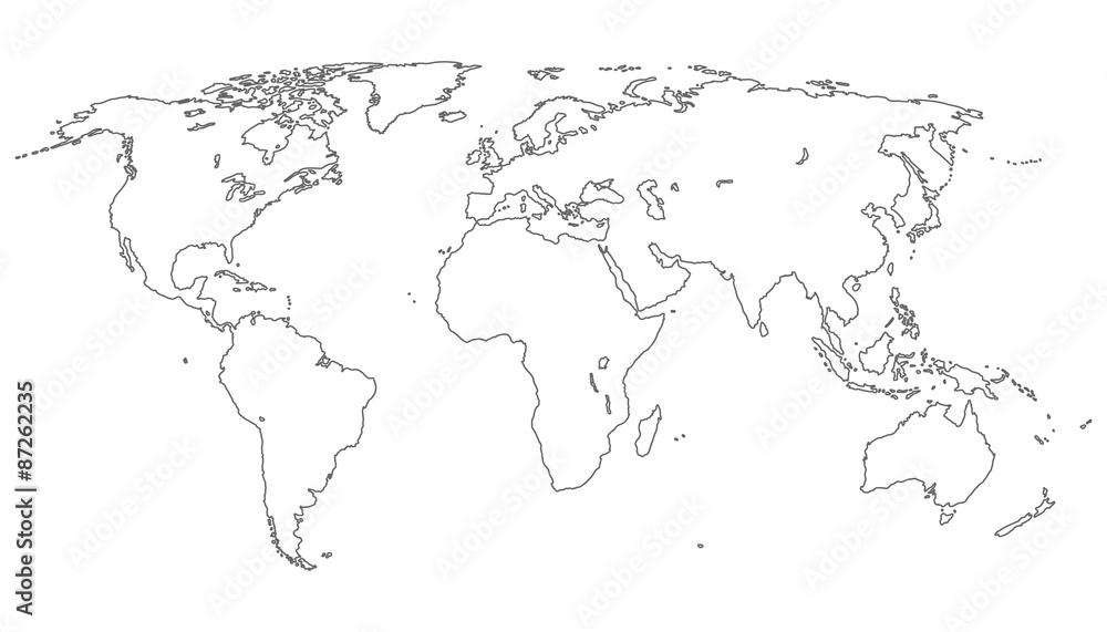 Weltkarte neutral in weiß - Vektor