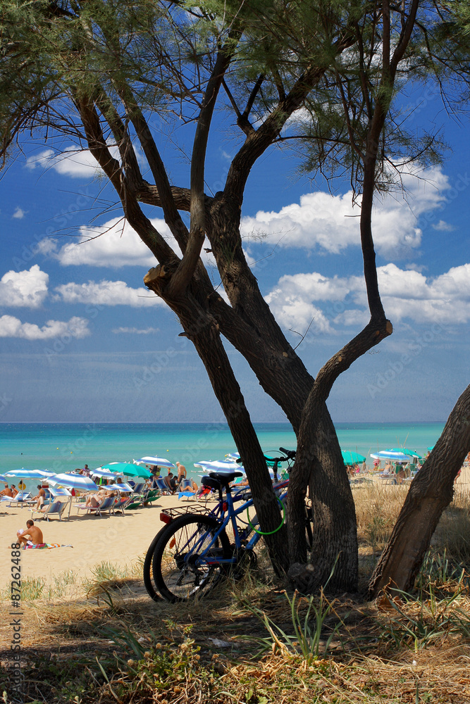 Fototapeta premium BICICLETTE IN SPIAGGIA