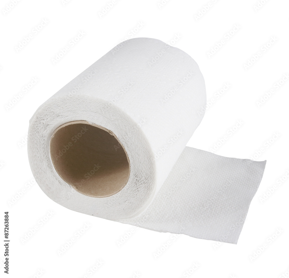 Fototapeta premium Tissue paper roll on white background.