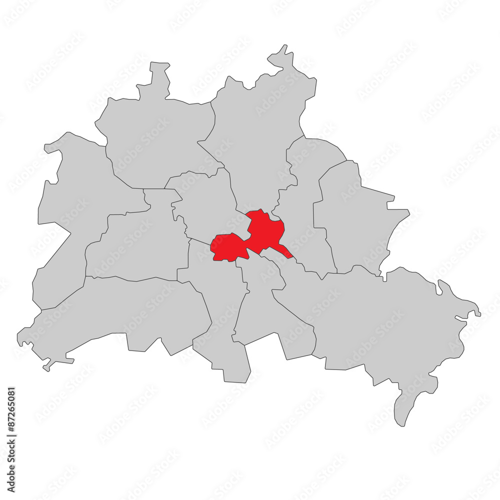 Naklejka premium Berlin Friedrichshain-Kreuzberg - Vektor
