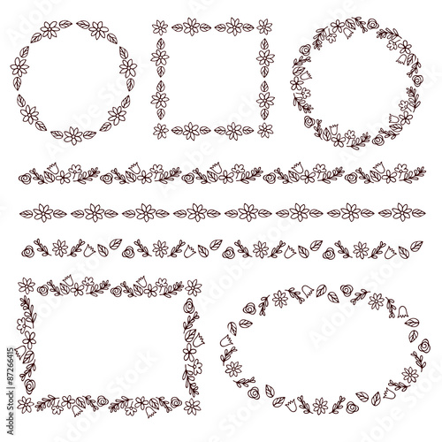Collection of pattern brushes for borders, wreaths and frames.