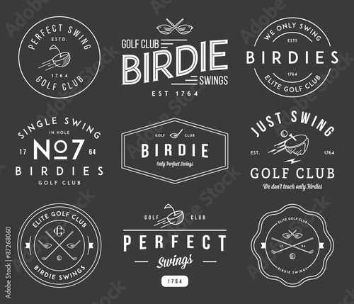 Golf Badges and labels white on black