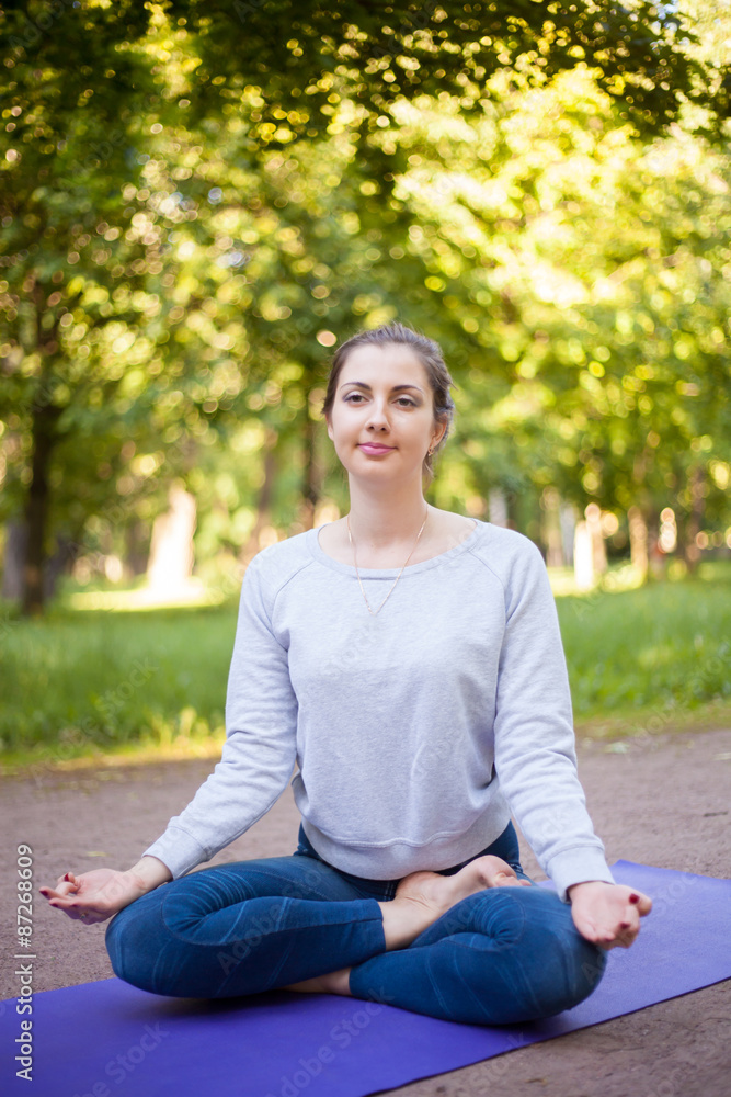 Half lotus yoga pose Half lotus yoga pose