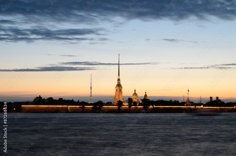 Peter and Paul Fortress at white night