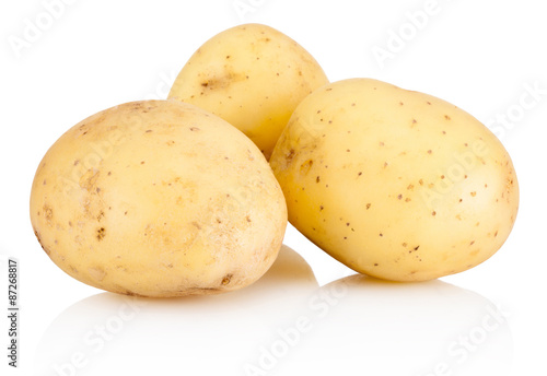 Three new potato isolated on white background