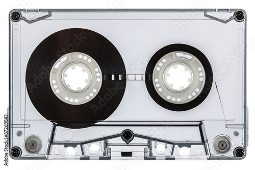 Foto Сlose up of vintage audio cassette, isolated on white backgroun