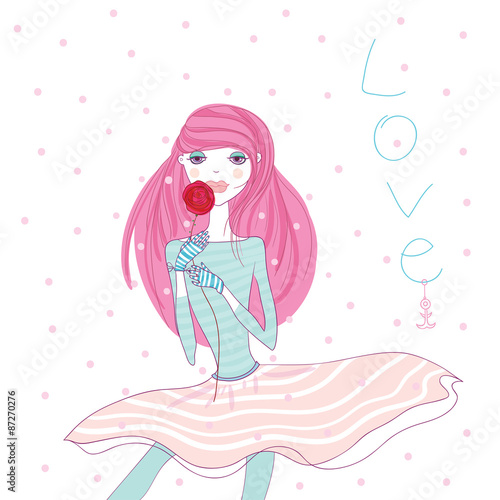 девушка с розой