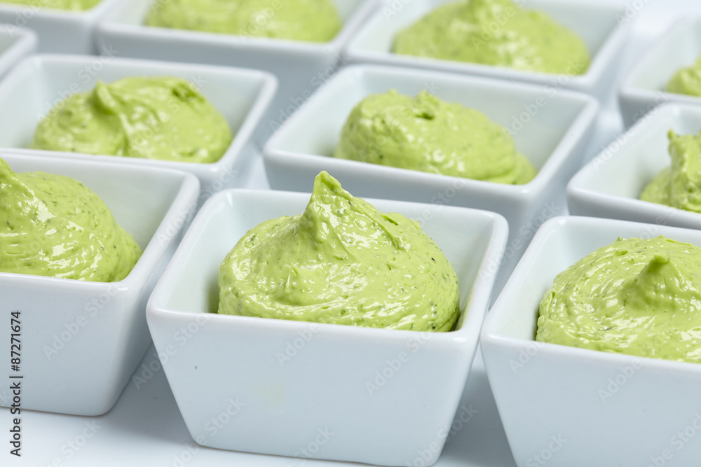 butter mixed with herbs in small plates at the buffet butter mixed with herbs in small plates at the buffet