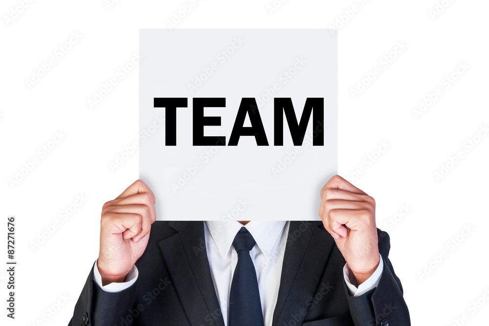 Show TEAM word on paper Show TEAM word on paper