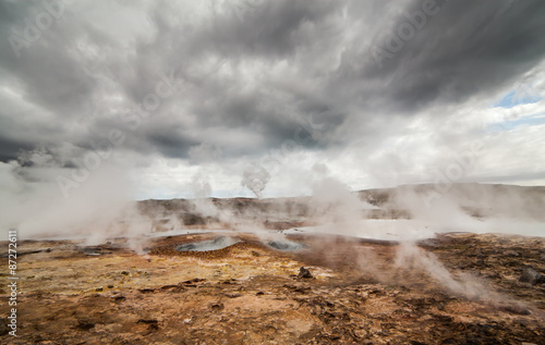 Active geothermal area located at Reykjanes peninsula in Iceland.