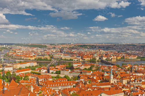 Aerial view of old city center of Prague  UNESCO site 