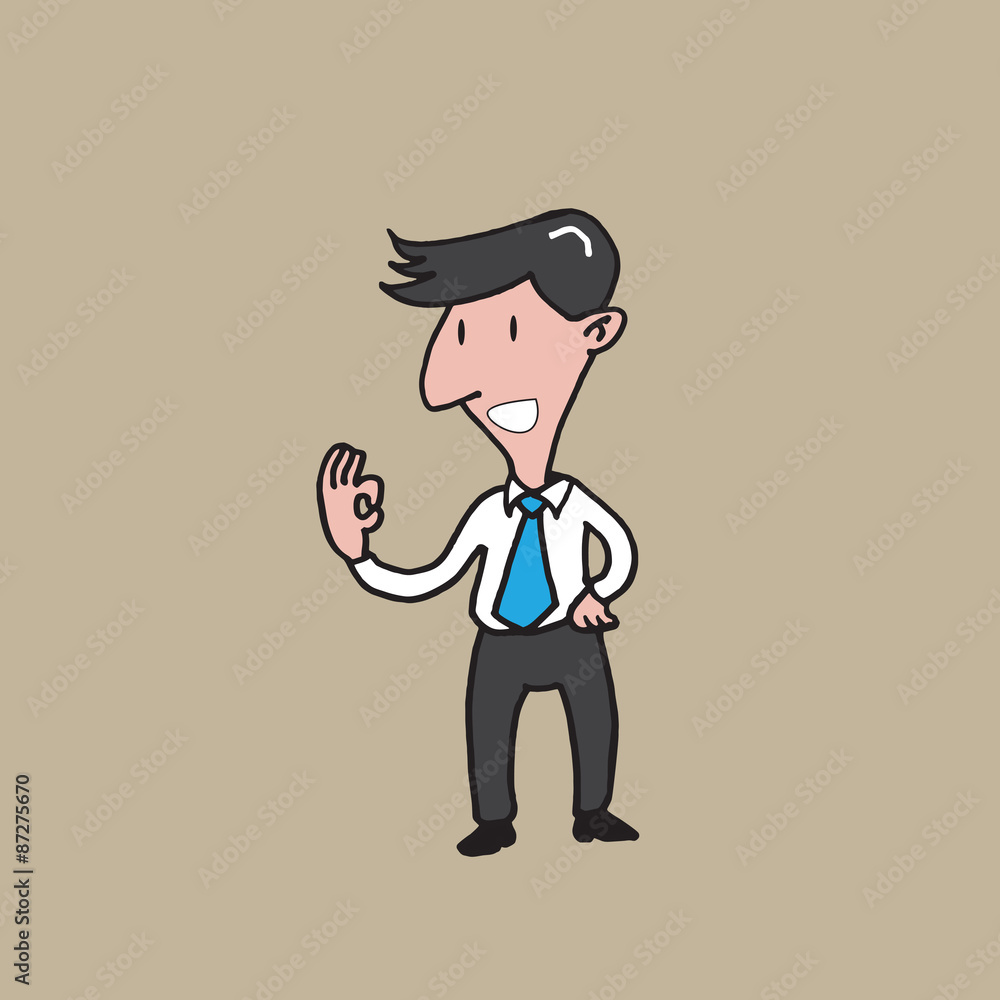 Obraz premium Businessman gesturing ok cartoon