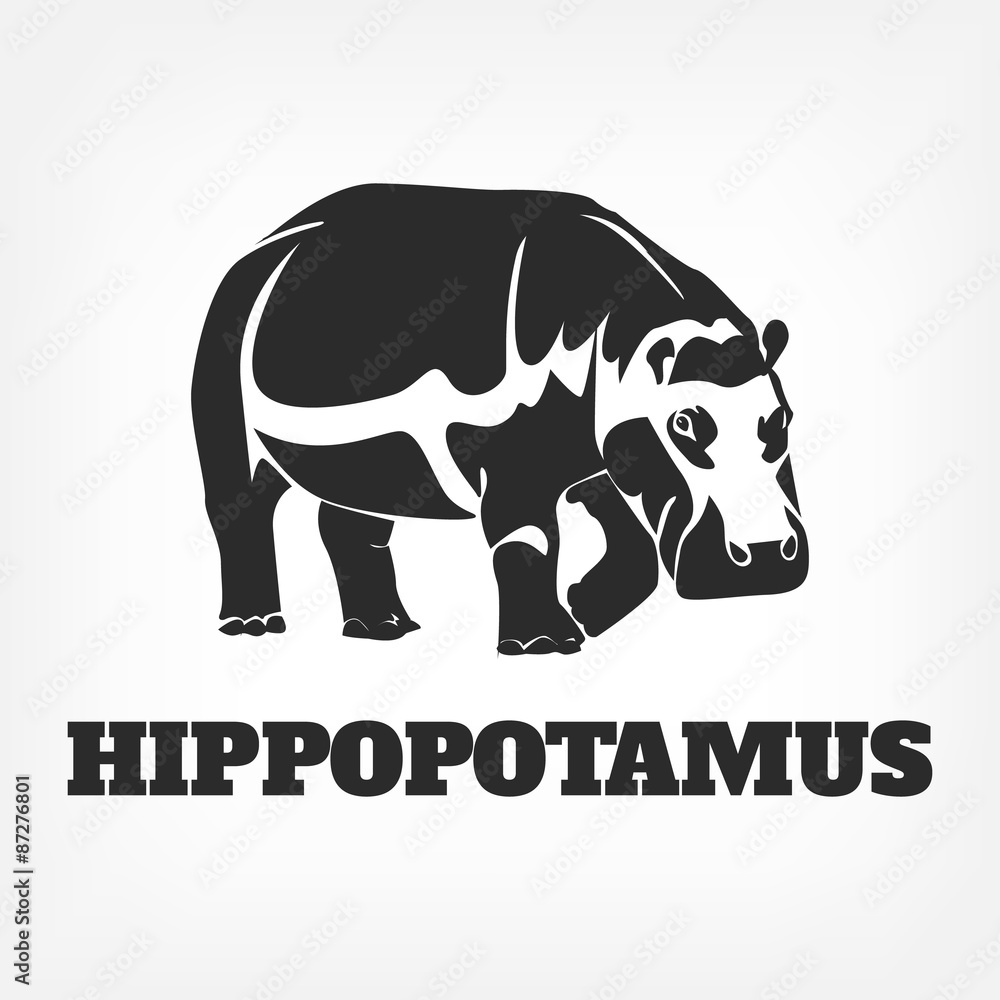 Obraz premium Vector hippopotamus black illustration