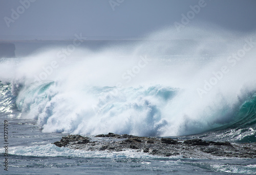 Fuerteventura, Canary Islands, waves breaking by El Cotillo