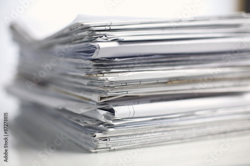 Big stack of papers ,documents on the desk