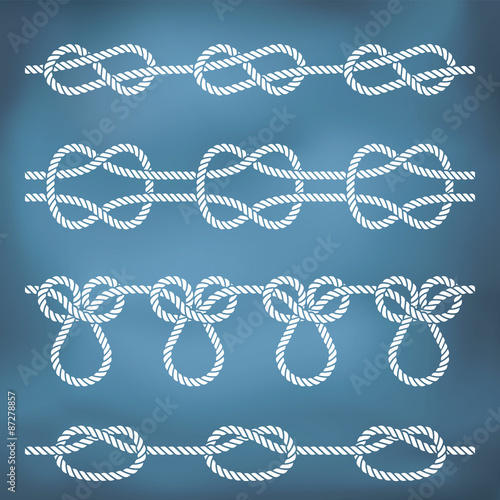 Seamless nautical rope knot borders
