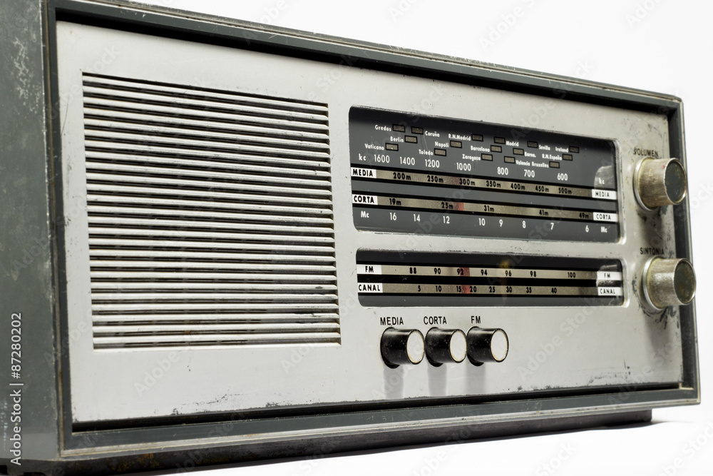 Fototapeta premium Old radio receiver on white