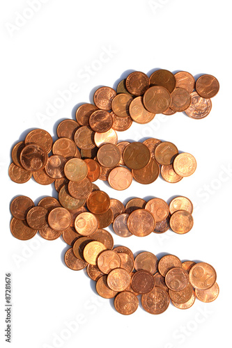 Euro sign of euro coins