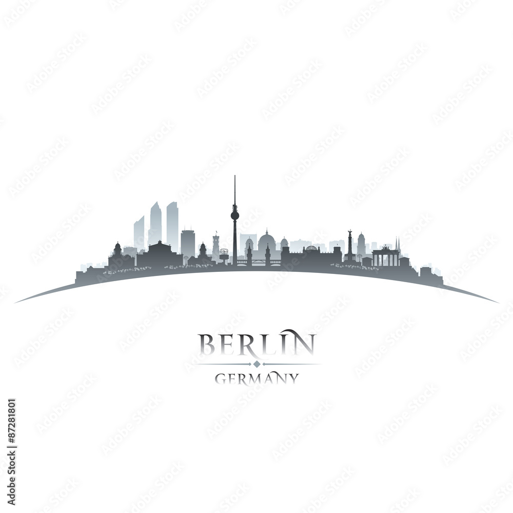 Berlin Germany city skyline silhouette white background