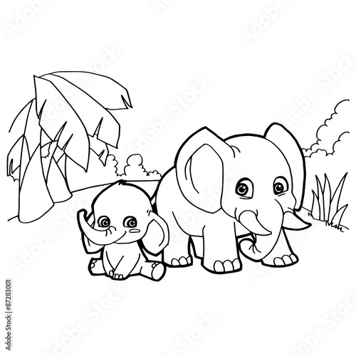 elephant cartoon coloring pages vector
