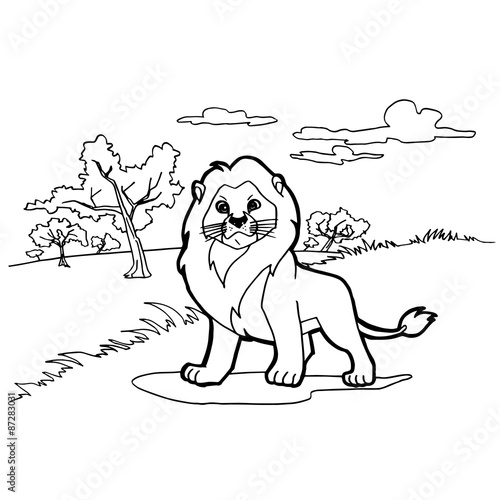 Fototapeta Naklejka Na Ścianę i Meble -  lion cartoon coloring pages vector
