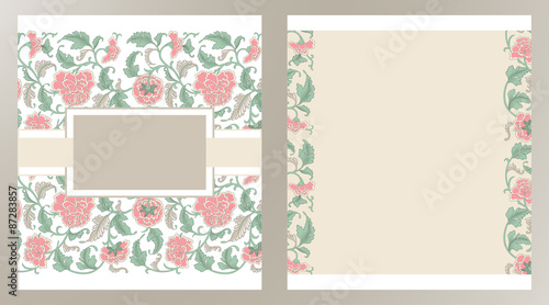 Wedding invitation cards with floral elements