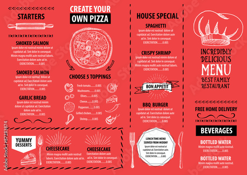 Restaurant cafe menu, template design. Food flyer.