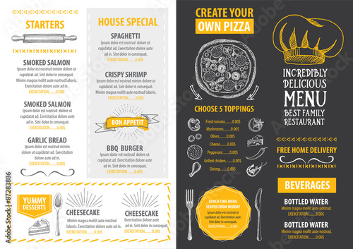 Restaurant cafe menu, template design. Food flyer.