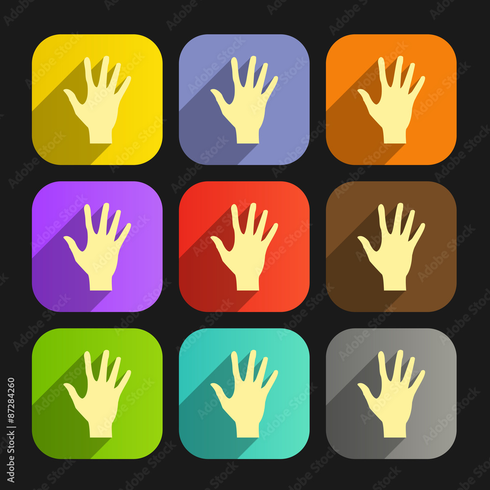 Fototapeta premium Set of vector flat icon hands eps