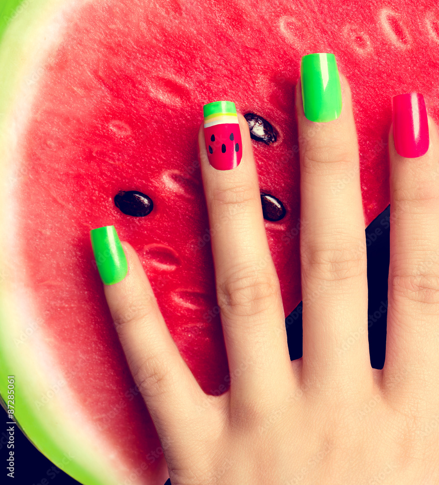 ehmkay nails: Abstract Watermelon Nail Art