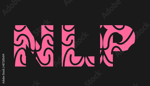NLP. Font of brain texture. Vector illustration.