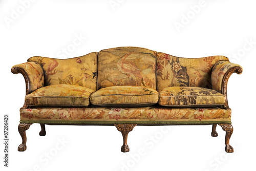 sofa with tapestry upholstery old and original antique