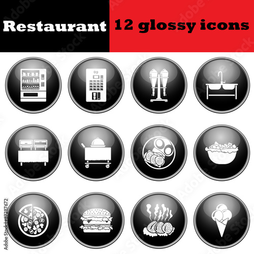 Set of glossy restaurant icons