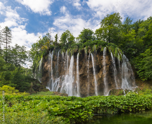 The majestic round waterfall consists of all the individual stre